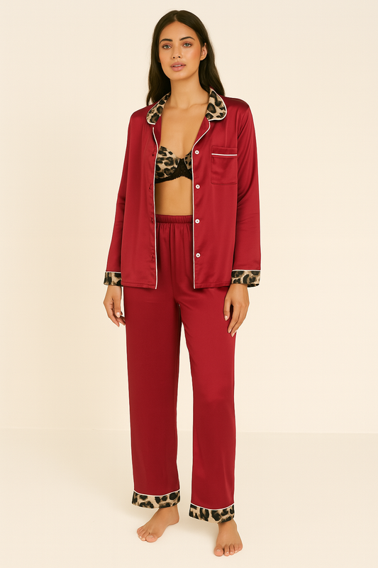 Burgundy Leopard Set
