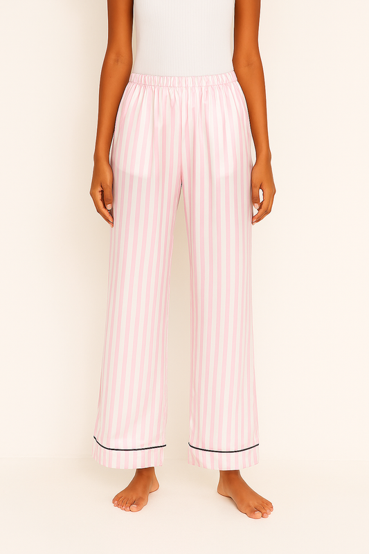 Pink Stripes Satin Pants Only