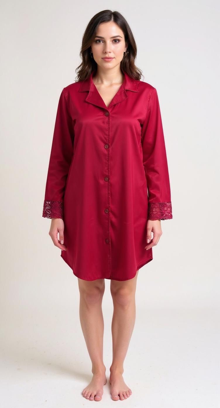 Burgundy Satin Nightshirt