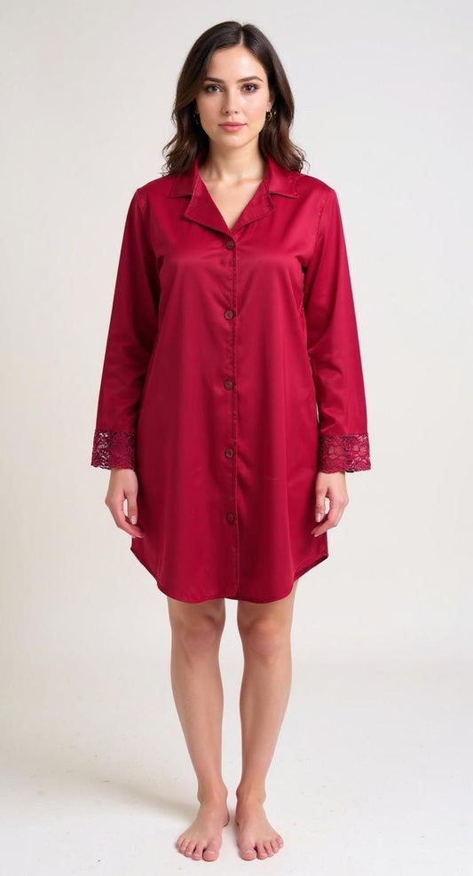 Burgundy Satin Nightshirt