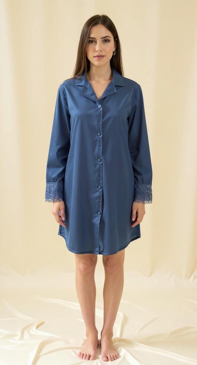 Blue Satin Nightshirt