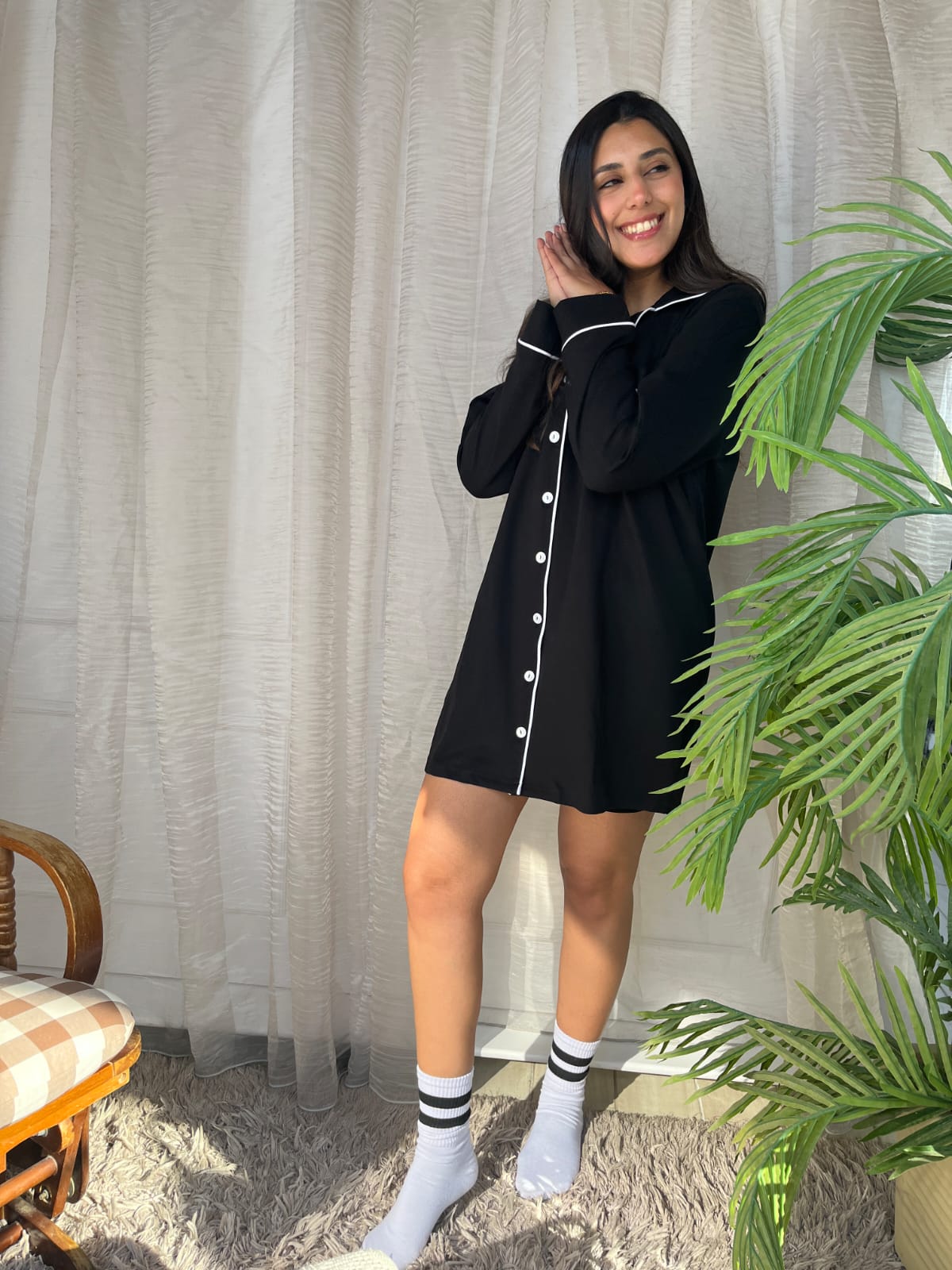 Black Cotton Nightshirt