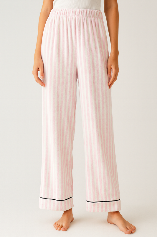 Velvet Pink Stripes Pants