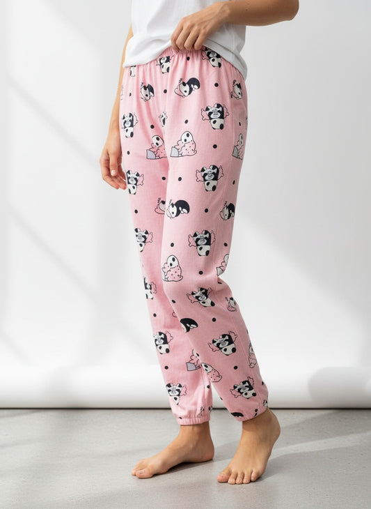 Pink Panda Velvet Pants