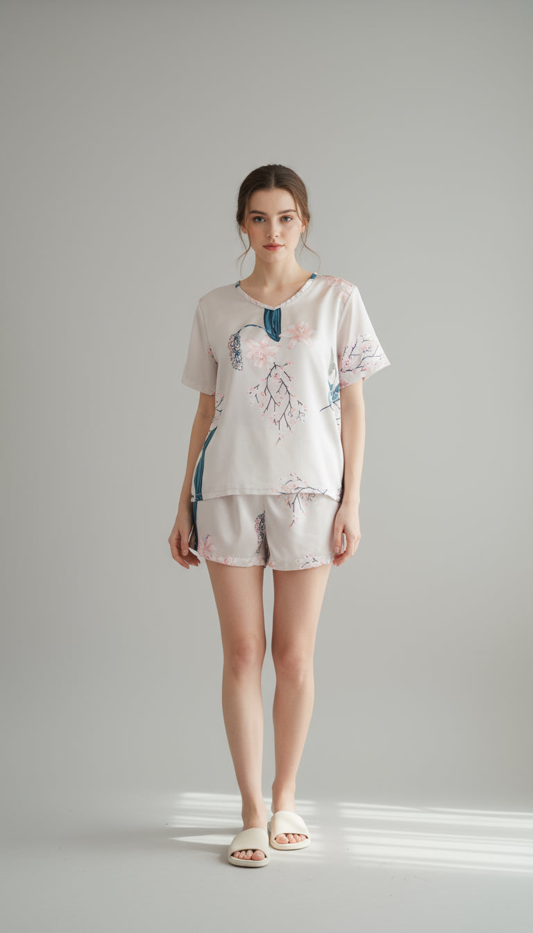 Orchid Satin Shorts Set