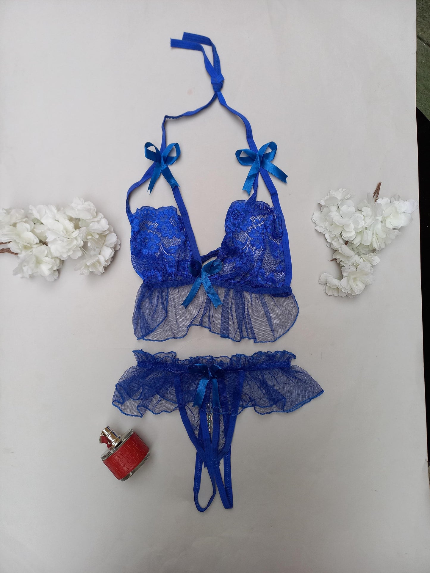 Blue Pearl Lace Lingerie