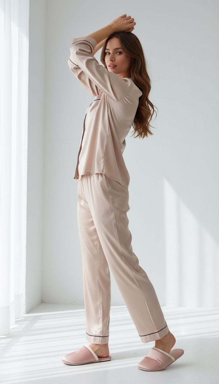 Beige Aura Satin Set