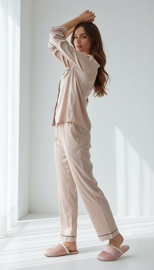 Beige Aura Satin Set