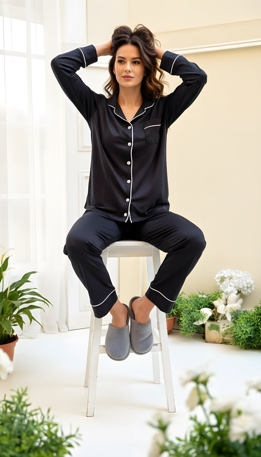 Black Buttoned Comfort Set